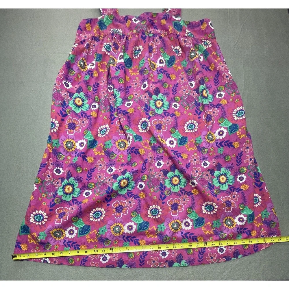 Vtg Nightgown Womens Plus 1X Pink Floral Pockets House Dress Muumuu‎ Midi Travel